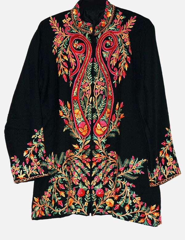 Embroidered Jackets, Kashmir Wool Silk Linen Embroidered