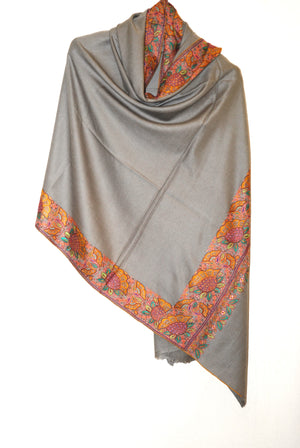 Kashmir Pashmina "Cashmere" Embroidered Shawl Beige, Multicolor #PDR-018