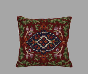 Woolen Embroidered Cushion Pillow Cover, Multicolor #CW1010