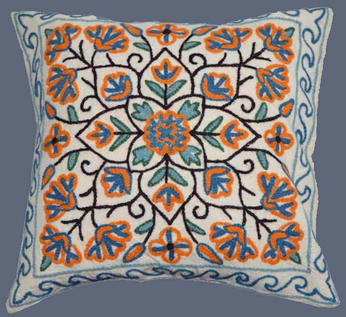 Cotton Crewel Pillow Cushion Cover, Multicolor #CW116