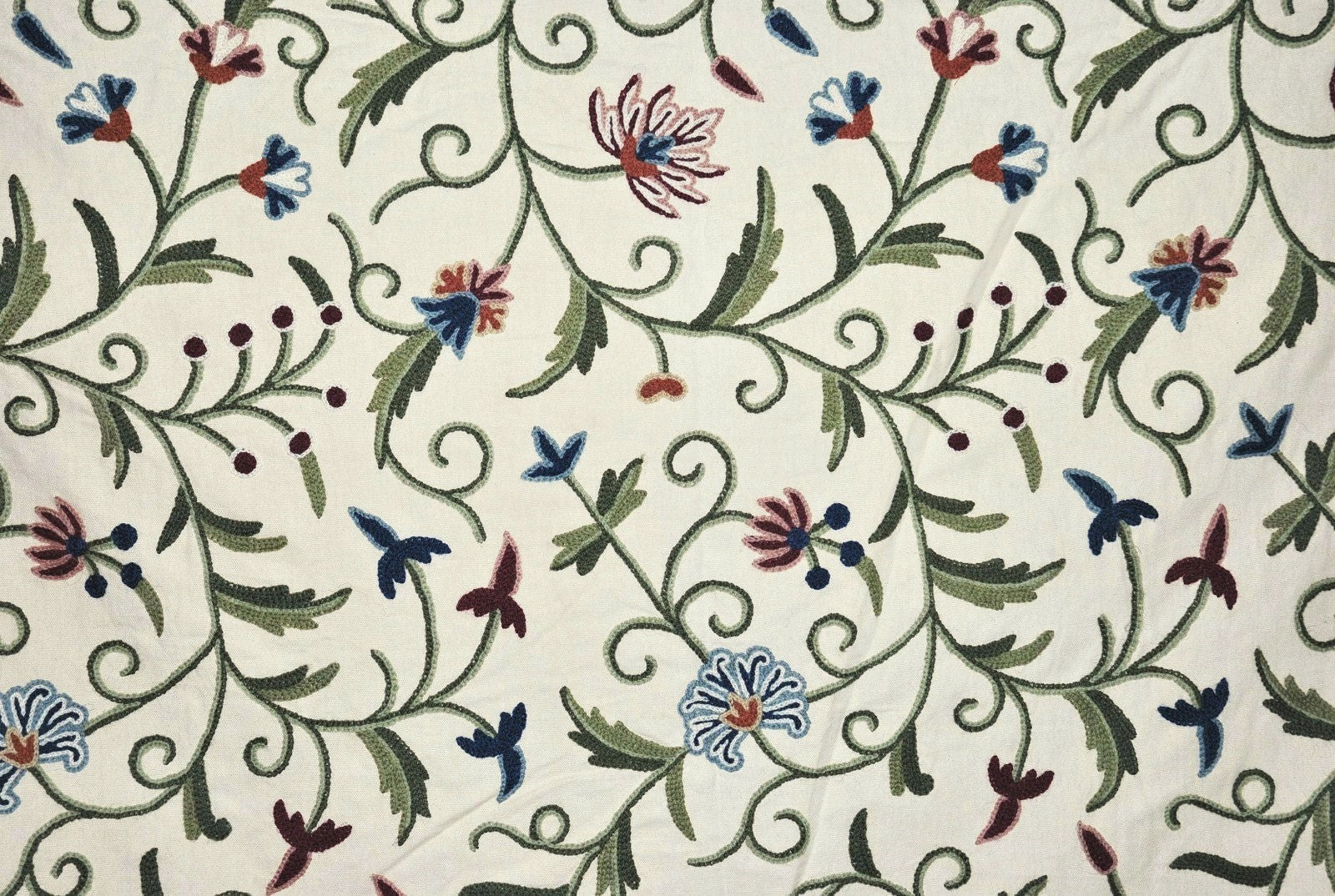 Derry 130 White Embroidery Fabric  Embroidered Fabric - Crewel Fabric