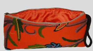 Kids Crewel Embroidery Purse, Small Coin Purse Rust Orange, Multi Emb. #CBG502