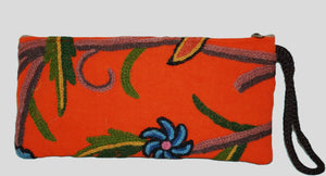 Kids Crewel Embroidery Purse, Small Coin Purse Rust Orange, Multi Emb. #CBG502