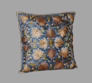 Crewel Embroidered Silk Cushion Pillow Cover, Multicolor #CW2032