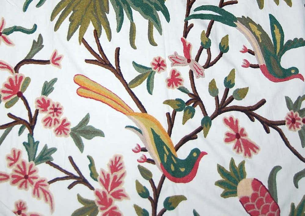 Multicolor Butterfly Cotton Crewel Embroidery Fabric #BFL401 - Best of  Kashmir