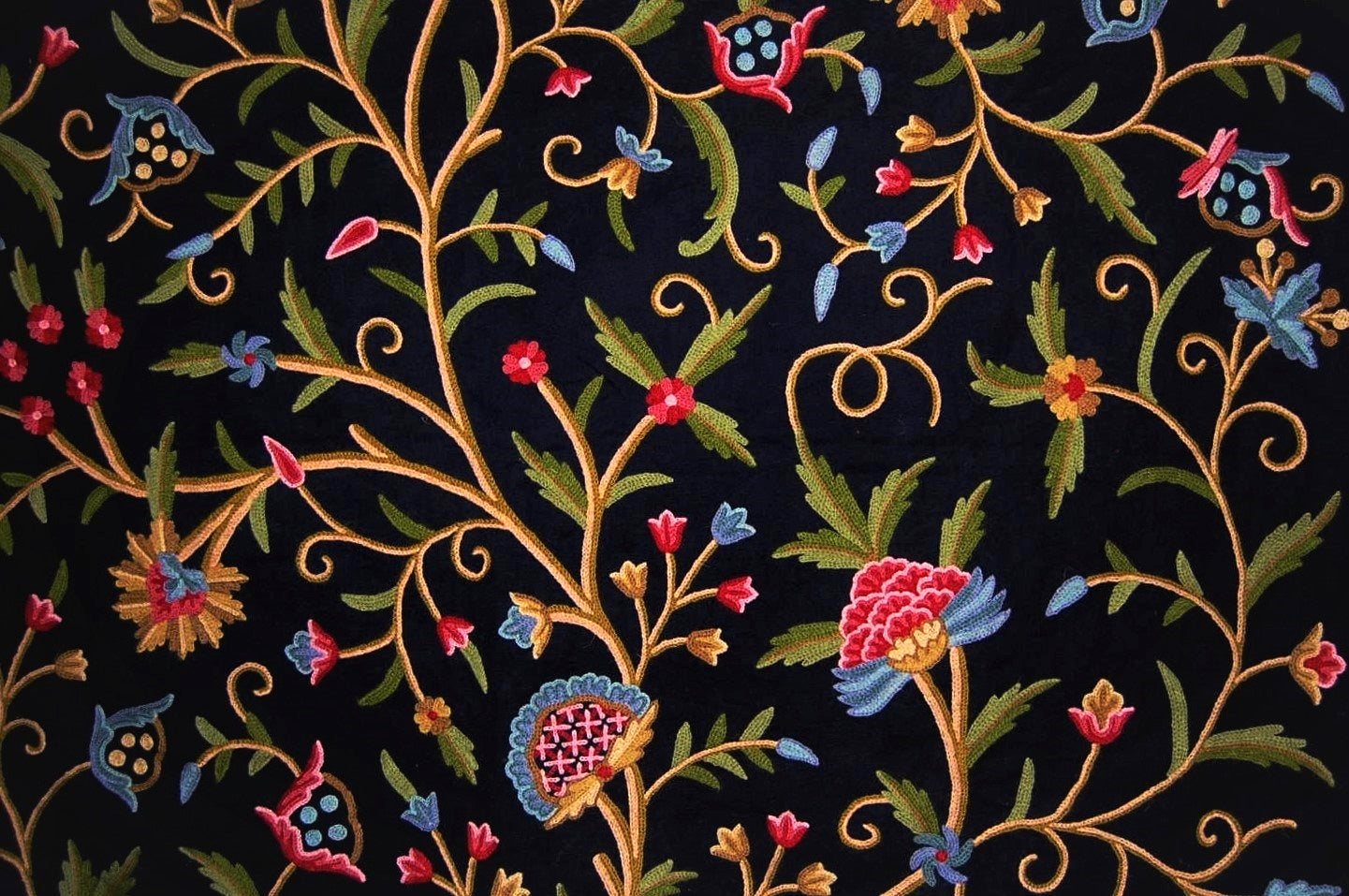 Cotton Crewel Embroidered Fabric Jacobean Cream, Multicolor #TML002 - Best  of Kashmir